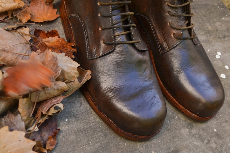 Brown Genuine Leather Handmade Ankle Boots