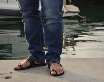 Greek Men Leather Sandals, summer men shoes, men flats