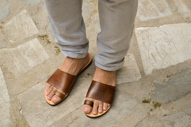 Greek Men Leather Sandals, summer men shoes, men flats, leather gift for him