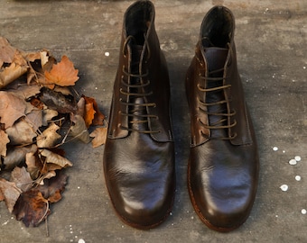 Lederstiefel, Fußstiefel, braune Stiefel, handgemachte Stiefel, Slouchstiefel, braune Reitstiefel, Schnürstiefel,