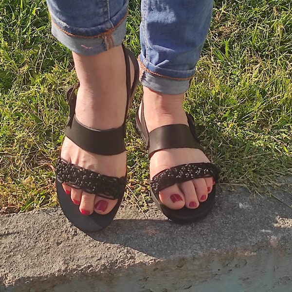 Boho sandals, greek sandals  / two straps / leather /sandals