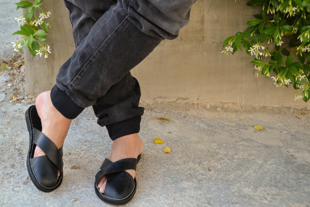 Greek Men Leather Sandals Summer Men Shoes Men Flats - Etsy