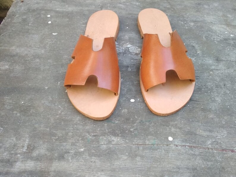 HERMES Greek Leather Sandals / Roman Sandals / Natural Tan | Etsy
