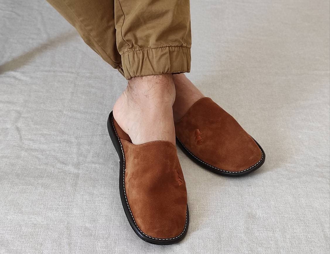 Men's Leather Slippers Traditional Greek Slippers Etsy