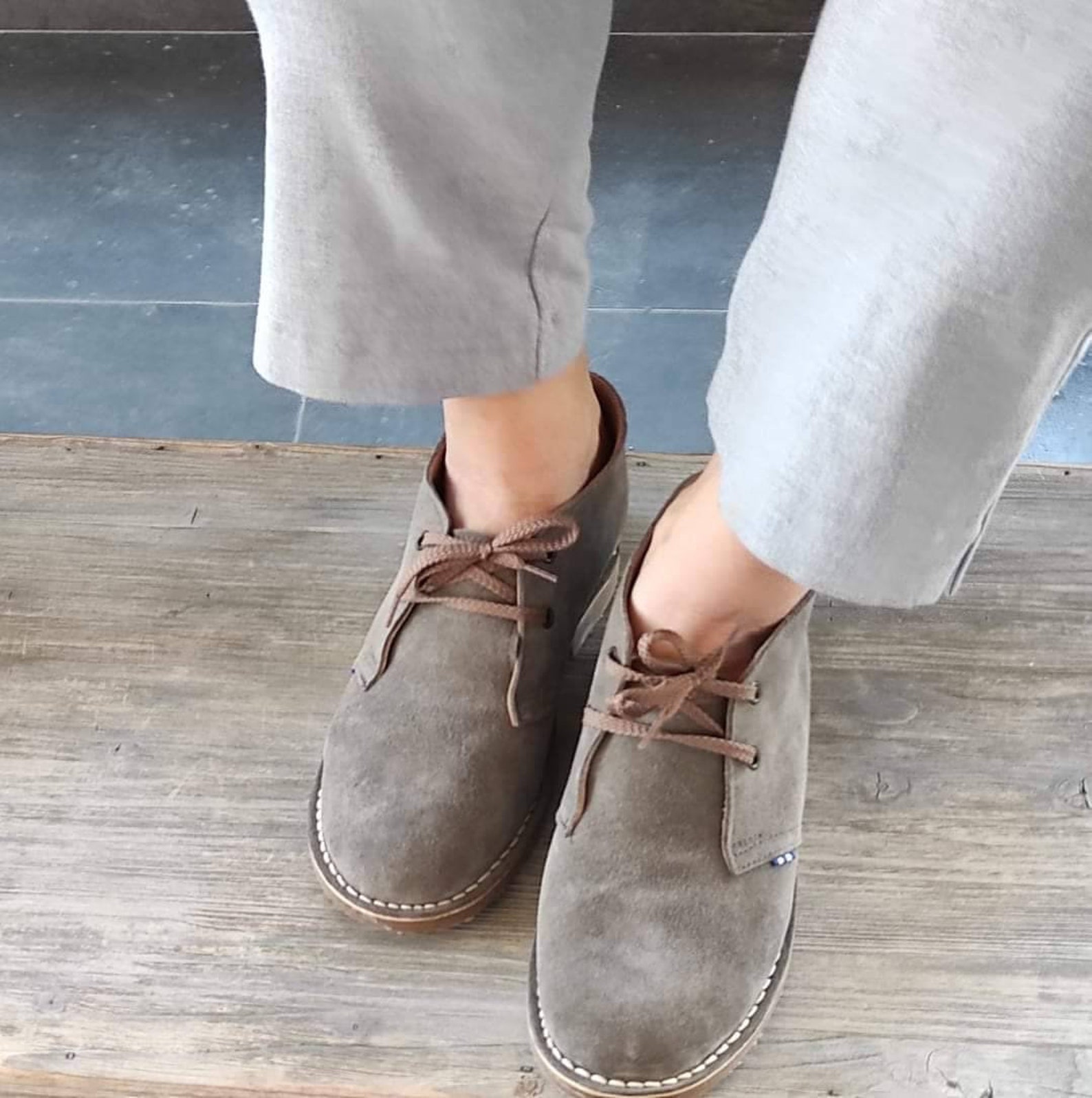 gray half boots