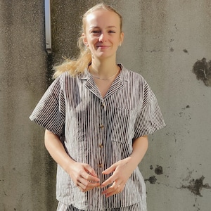 Linen Loungewear Sewing Pattern: Camp Shirt & Shorts (PDF Pattern)