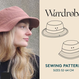 Bucket hat PDF sewing pattern, projector file, and video tutorial, Safari hat sewing pattern, instant download
