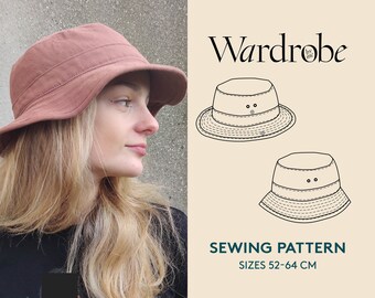 Bucket hat PDF sewing pattern, projector file, and video tutorial, Safari hat sewing pattern, instant download