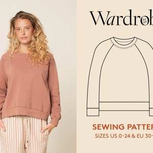 Sweatshirt sewing pattern women, Easy sewing project for beginners, Raglan sweater PDF pattern, projector file, Instant download