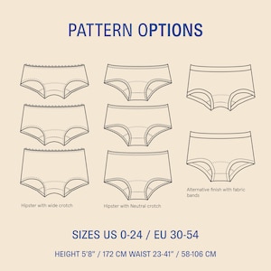 Modello di cucito per mutande hipster: PDF + video per principianti