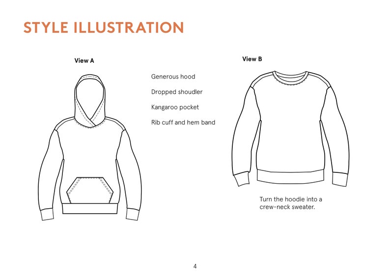 Oversized Hoodie sewing pattern and projector file, Sizes 2XS-4XL, Men's sweater sewing pattern pdf, Make your own hoodie sweatshirt. image 8