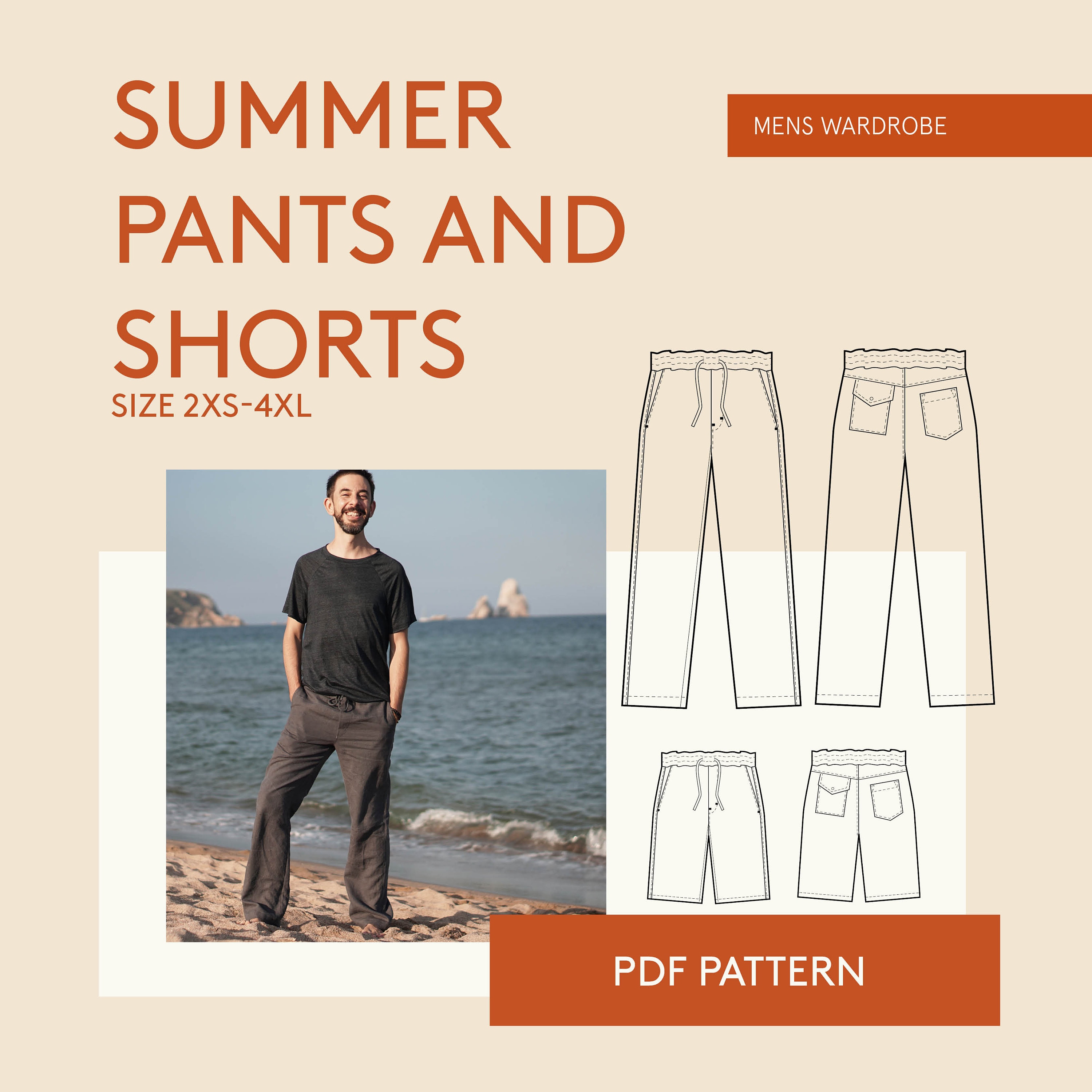 Mens pants pattern PDF Men's pants sewing pattern pdf Etsy