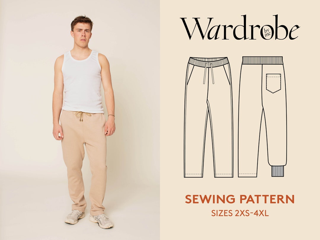 Pants Sewing Pattern for Men and Video Tutorial and Projector File