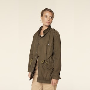 A military jacket sewing pattern and projector file,  Utility military jacket, and Women&#39;s PDF sewing pattern in sizes 2XS-4XL