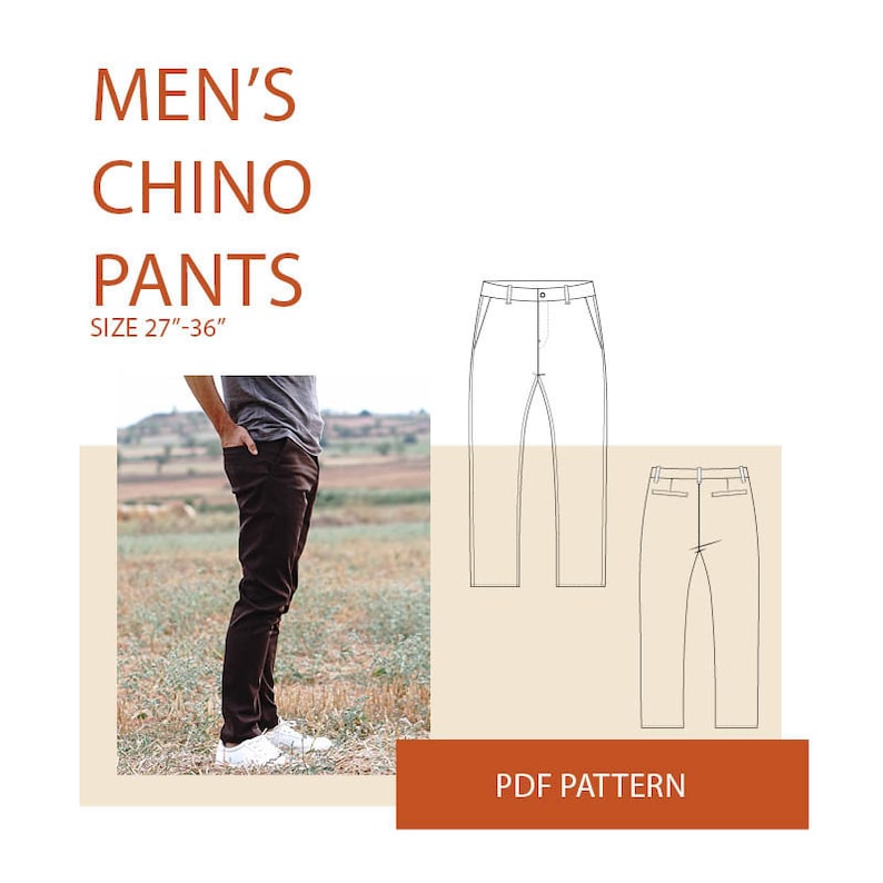 Chino pants sewing pattern pdf mens Men's pants pattern Etsy