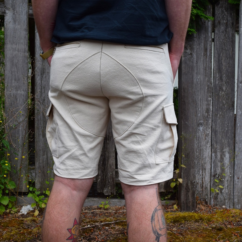 Cargo shorts sewing pattern and Video Tutorial, sizes 26-42, Mens sewing pattern, utility shorts with pockets image 4