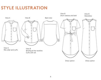 Patrón de costura para vestido camisero Savannah: tallas de mujer