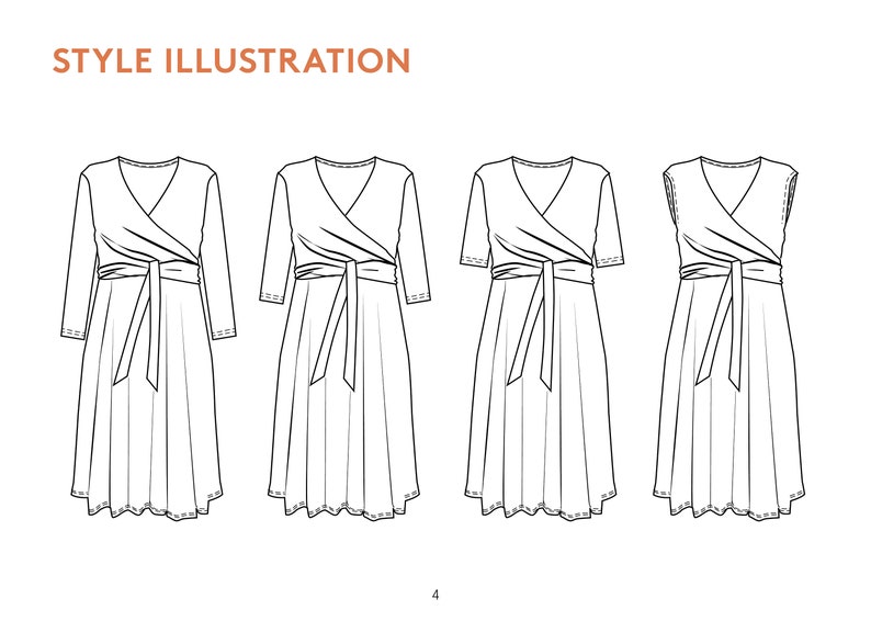 Plus Size Wrap Dress Sewing Pattern, Knit Fabric (US 0-24) (PDF Pattern ...