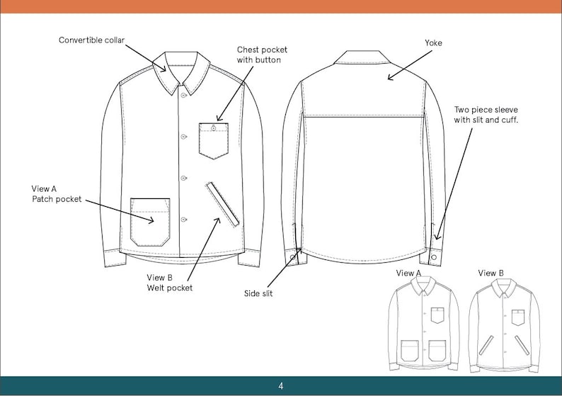 Men's Overshirt jacket sewing pattern men's jacket | Etsy