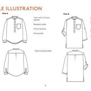 Tunic Sewing Pattern and Video Tutorial, Men's Shirt PDF Sewing Pattern ...