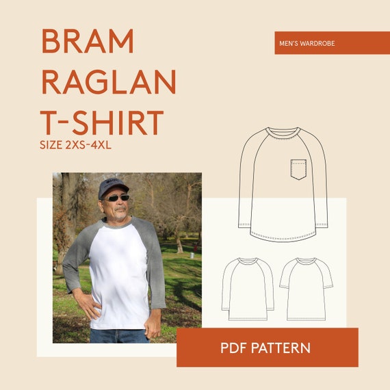Raglan t-shirt sewing pattern sizes 2XS-4XL Men's Raglan | Etsy