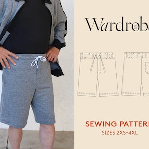 Shorts sewing pattern in men's sizes 2xs-4xl, Gym shorts with pockets PDF sewing pattern, Easy project for beginners