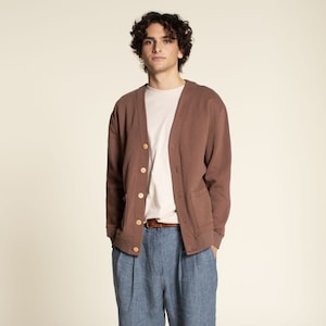 Men&#39;s Cardigan Sewing Pattern: Retro Knit Sweater (PDF Pattern)