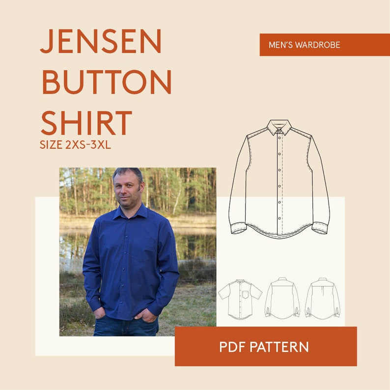 Shirt sewing pattern men button up shirt PDF pattern Etsy