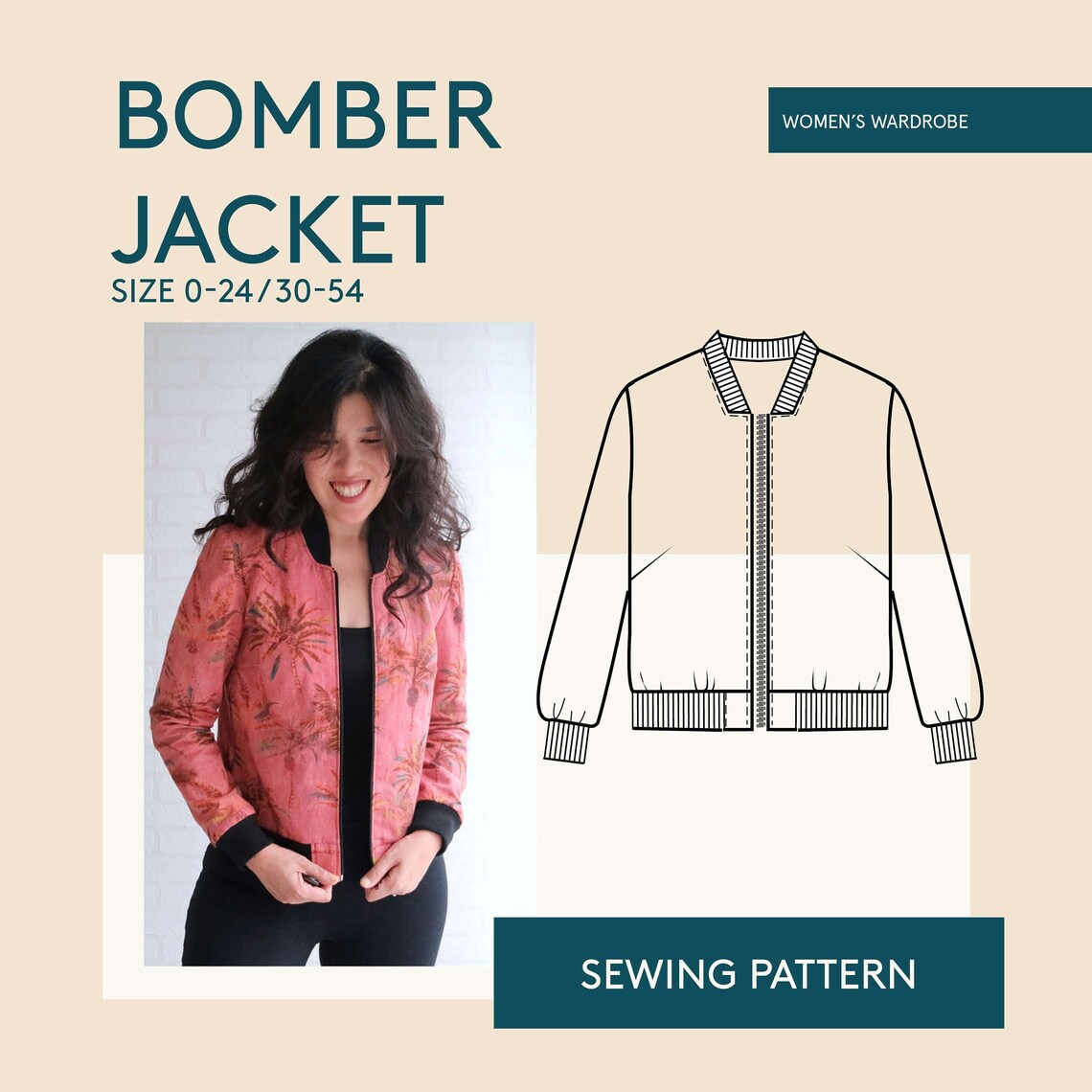 Bomber Jacket PDF Sewing Pattern Womens Bomber Jacket PDF Etsy Australia