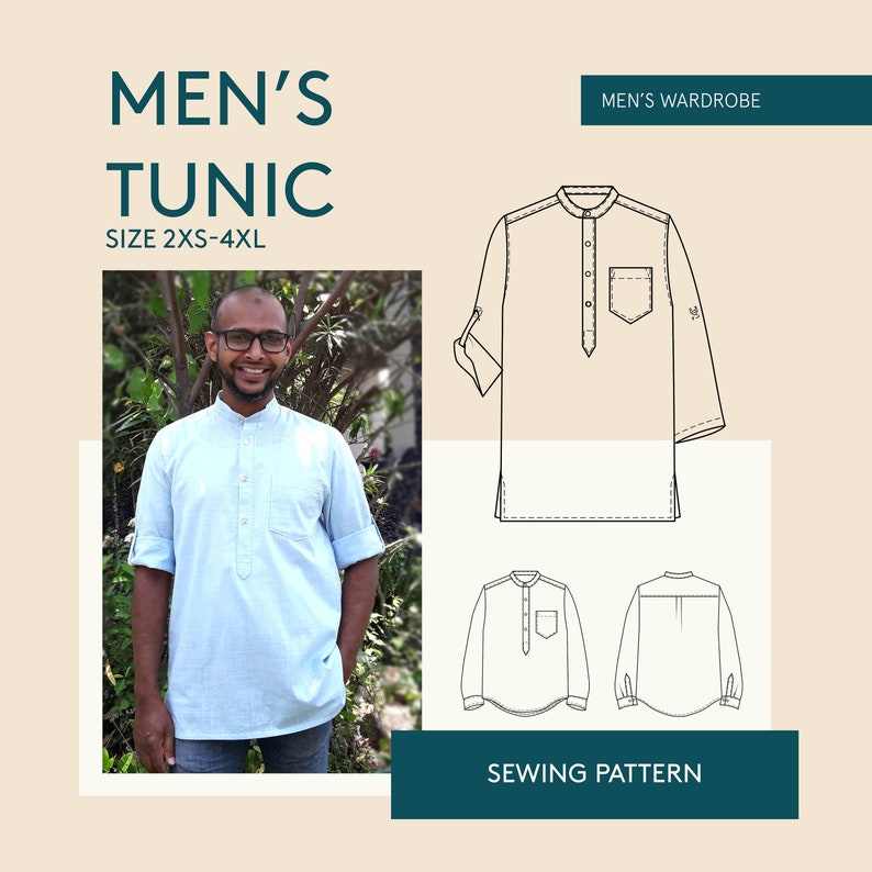 Tunic Sewing Pattern for Men Men's Tunic Sewing Pattern Etsy