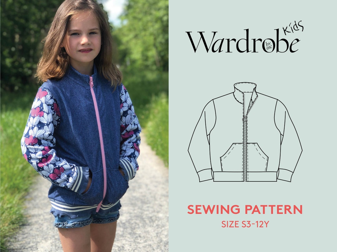 Zipper Jacket Sewing Pattern, Kids Sizes 3-12 Years, Sports Jacket PDF Sewing Pattern, Instant ...