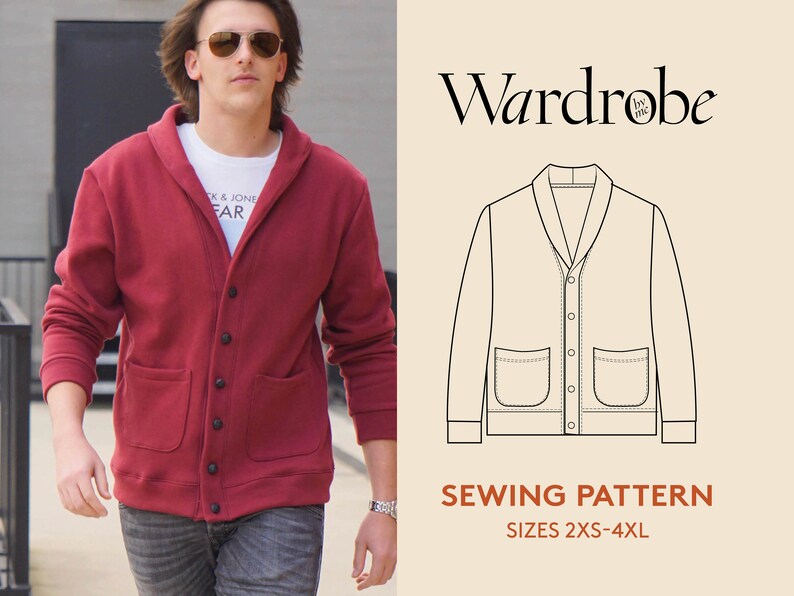 Classic Cardigan Sewing Pattern for Men in Sizes 2XS4XL Etsy