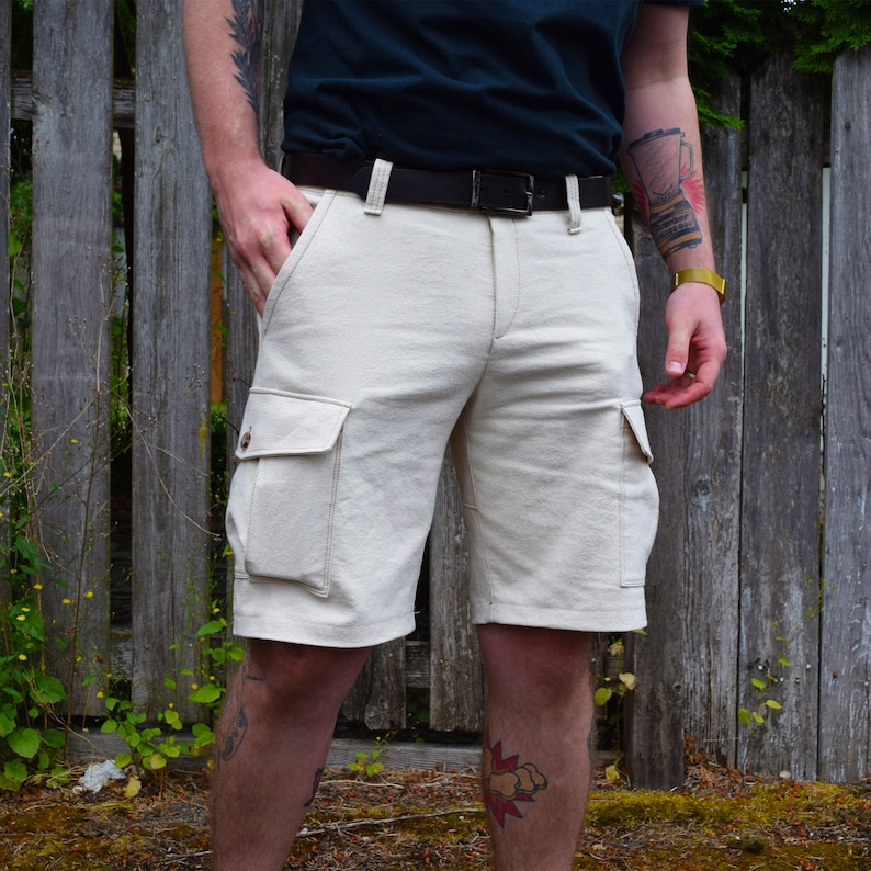 Cargo shorts sewing pattern and Video Tutorial, sizes 26-42, Mens sewing pattern, utility shorts with pockets image 3