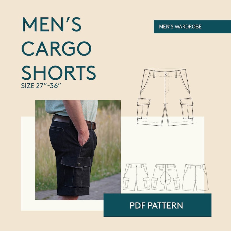 Cargo Shorts Sewing Pattern Men's Clothing Pattern Pdf Etsy