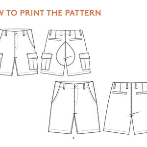 Cargo shorts sewing pattern and Video Tutorial, sizes 26-42, Mens sewing pattern, utility shorts with pockets image 7