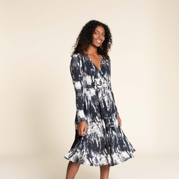 Plus Size Wrap Dress Sewing Pattern, Knit Fabric (US 0-24) (PDF Pattern)