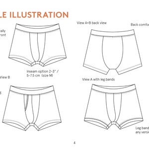 Boxer Briefs Sewing Pattern in Men's Sizes 2XS-4XL, Projector File ...