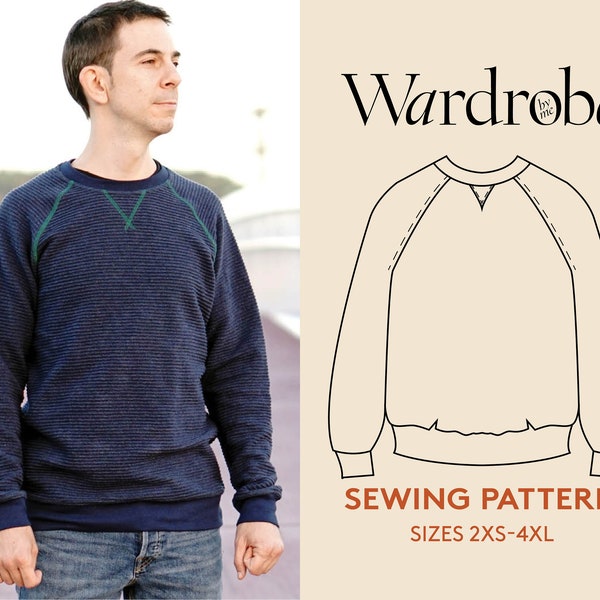 Easy sweatshirt sewing pattern, projector file, and youtube sew-along  in sizes  2XS-4XL, easy sewing project for beginners