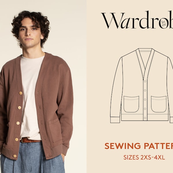 Classic Cardigan sewing pattern for men in sizes 2XS-4XL | Mens jacket PDF sewing pattern | instant download PDF