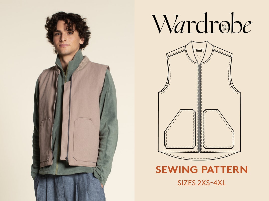 Vest PDF Sewing Pattern and Video Tutorial, Men's Sizes 2XS4XL