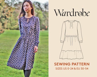 Dress sewing pattern and sewing video, including projector file, Make your own Buffet dress PDF sewing pattern