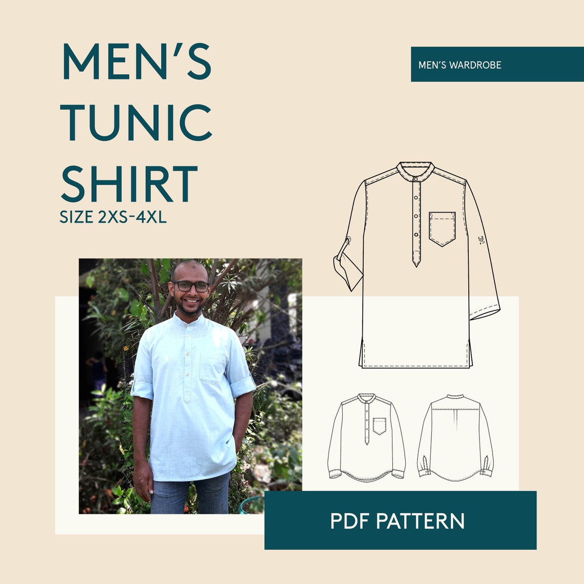 Tunic sewing pattern for men Men's tunic sewing pattern Etsy