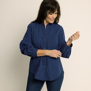 Shirt  sewing pattern and projector file, simple shirt  PDF sewing pattern. Easy sewing project for beginners, Cute gathering details