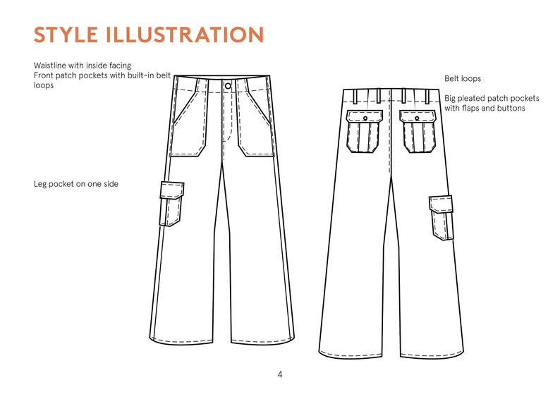 Cargo Pants PDF Sewing Pattern and Video Tutorial Unisex Etsy Australia