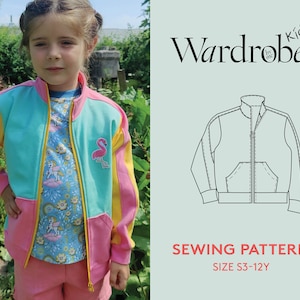 Zipper jacket sewing pattern, Kids sizes 3-12 Years, sports Jacket PDF sewing pattern, instant download