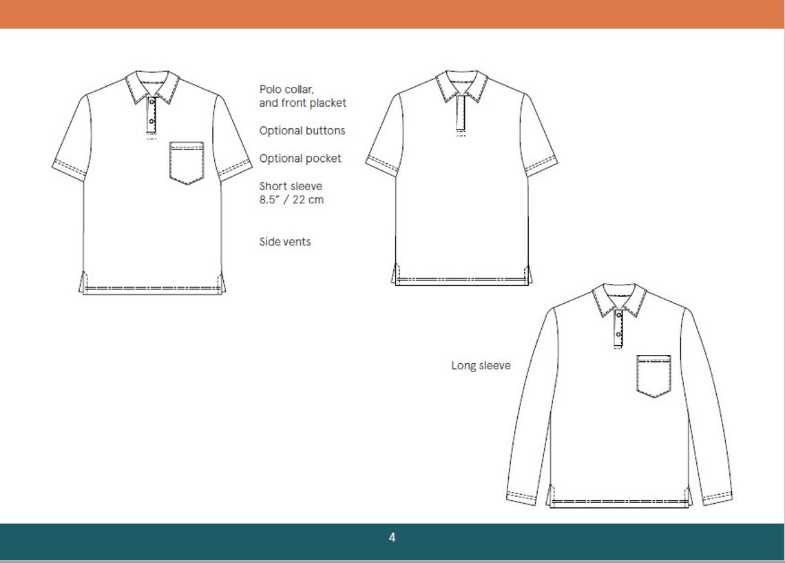 Men's polo shirt sewing pattern golf shirt pattern for Etsy