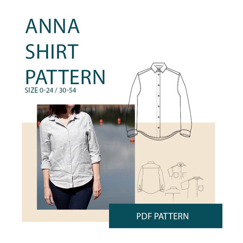 Shirt sewing pattern for women button down shirt PDF pattern Etsy