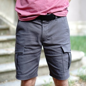 Cargo shorts sewing pattern and Video Tutorial,  sizes 26-42",  Mens sewing pattern, utility shorts with pockets