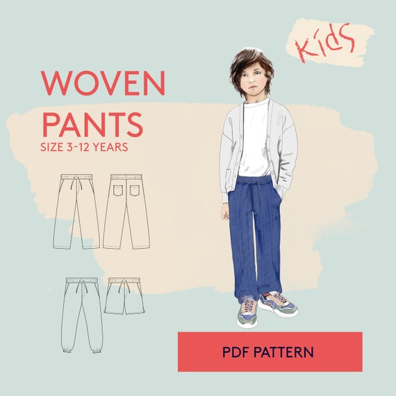 Kid's Pants Sewing Pattern Sizes 3-12 Year Kids Shorts | Etsy