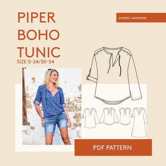 Boho tunic pattern Sewing patterns tunic PDF pattern for | Etsy